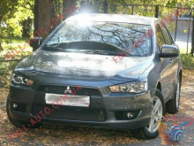 Реснички на фары Mitsubishi Lancer 10 Передние (стеклопластик, под покраску)