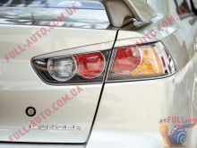 Реснички на фары Mitsubishi Lancer 10 Задние (стеклопластик, под покраску)