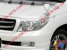 Реснички на фары Toyota Land Cruiser 200 07-15 (стеклопластик, под покраску)